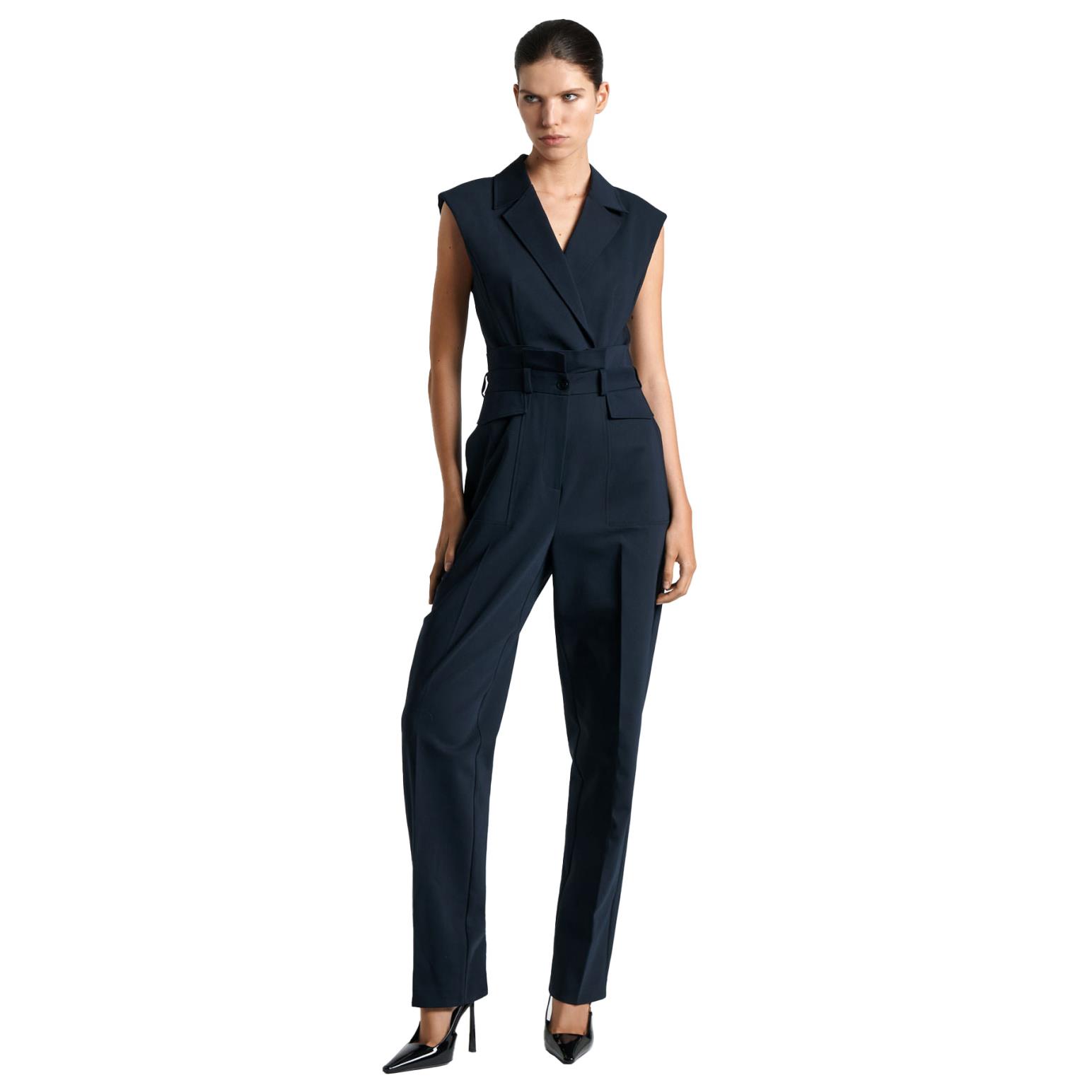 Cue Cotton Blend Tailored Jumpsuit